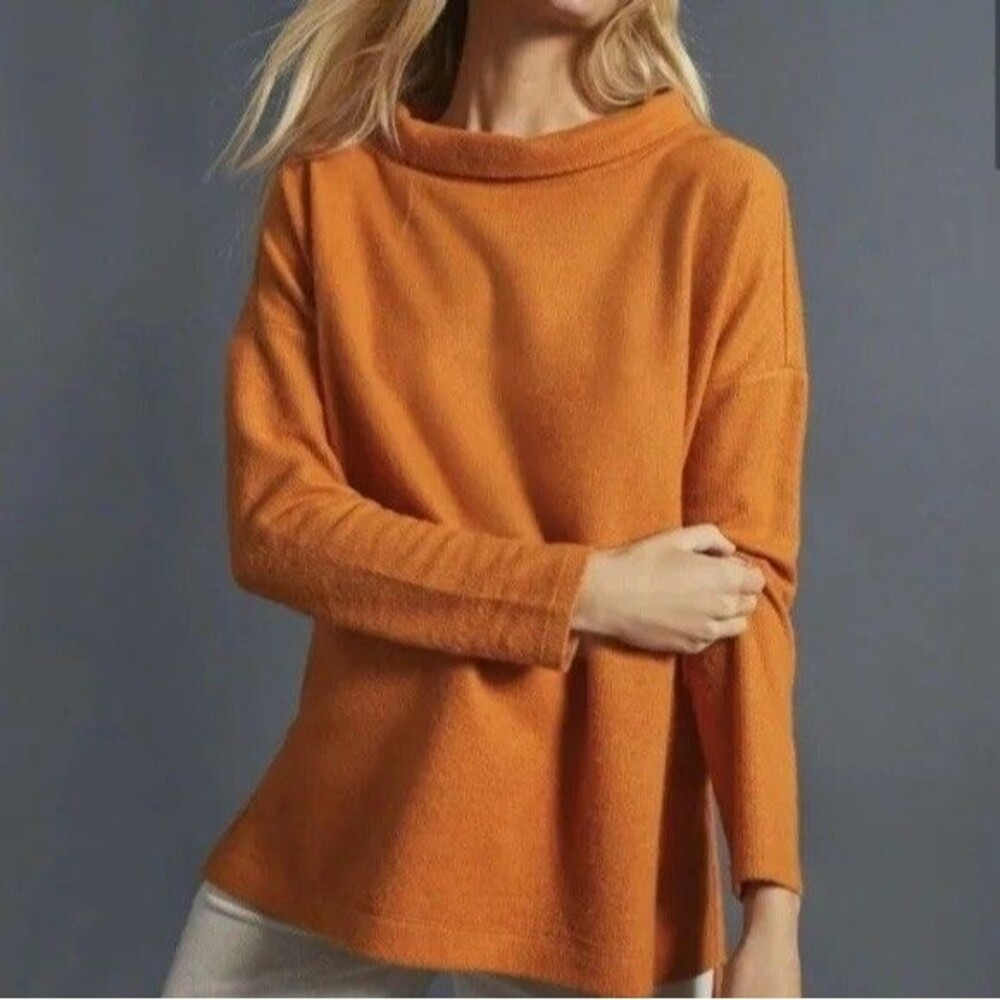 Antropologie Cowl Neck Oversized Women's Orange Sweater Size Medium